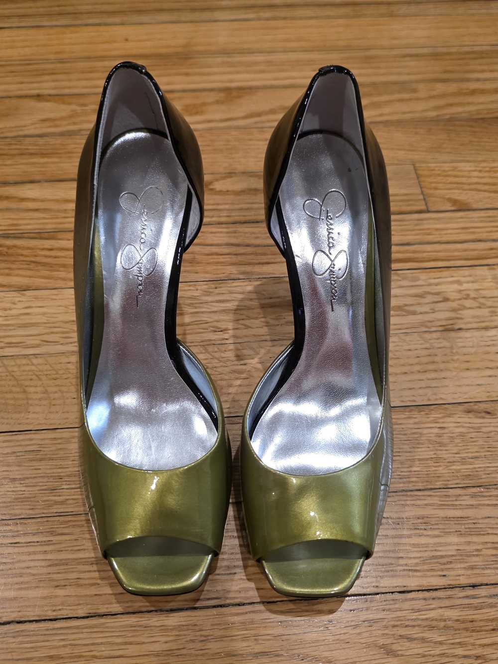 Jessica Simpson Josette Green And Black Ombre Patent Leather Stiletto Pumps
